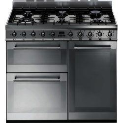 Smeg SY93 Symphony 90cm Three Cavity Dual Fuel Range Cooker in Stainless Steel